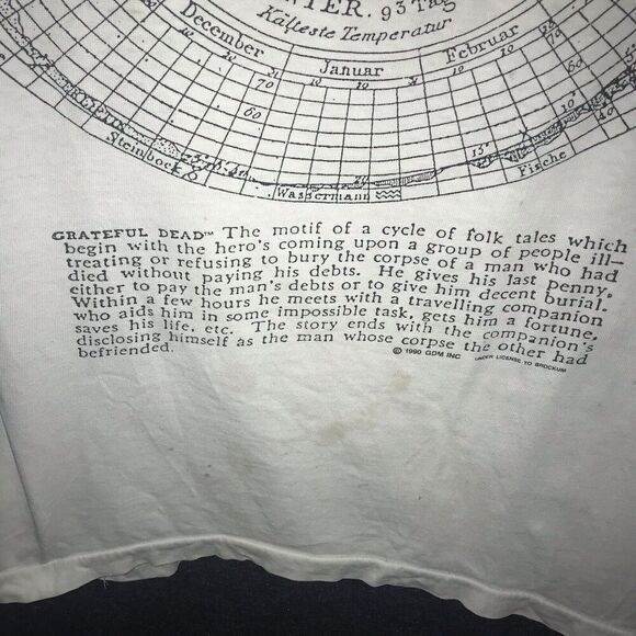 Grateful Dead Vintage 90's T-Shirt Skull World Single Stitch Fits Medium Brockum - Picture 7 of 16